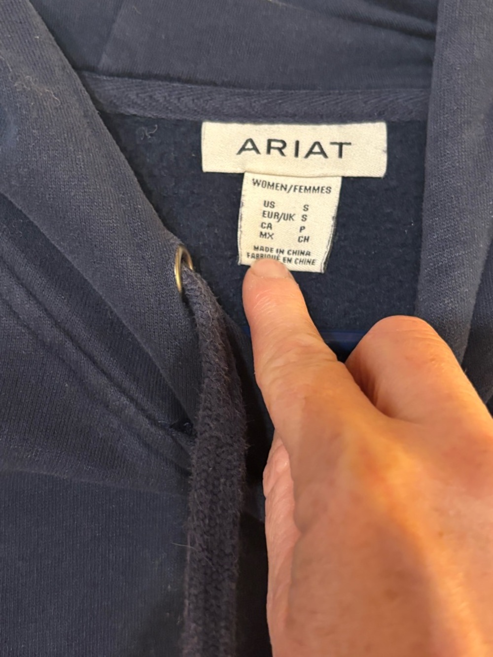 Ariat Dark Navy Pullover Hoodie with Sleeve Logo - Picture 2 of 3
